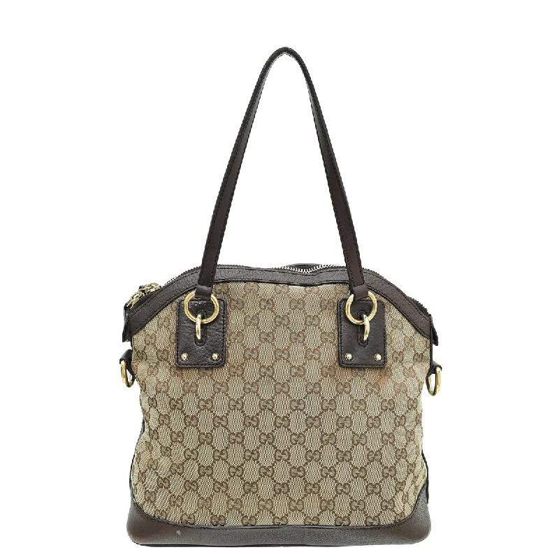 Medium - sized Women Gucci handbags for everyday useGucci Bicolor GG Interlocking Dome Satchel Bag