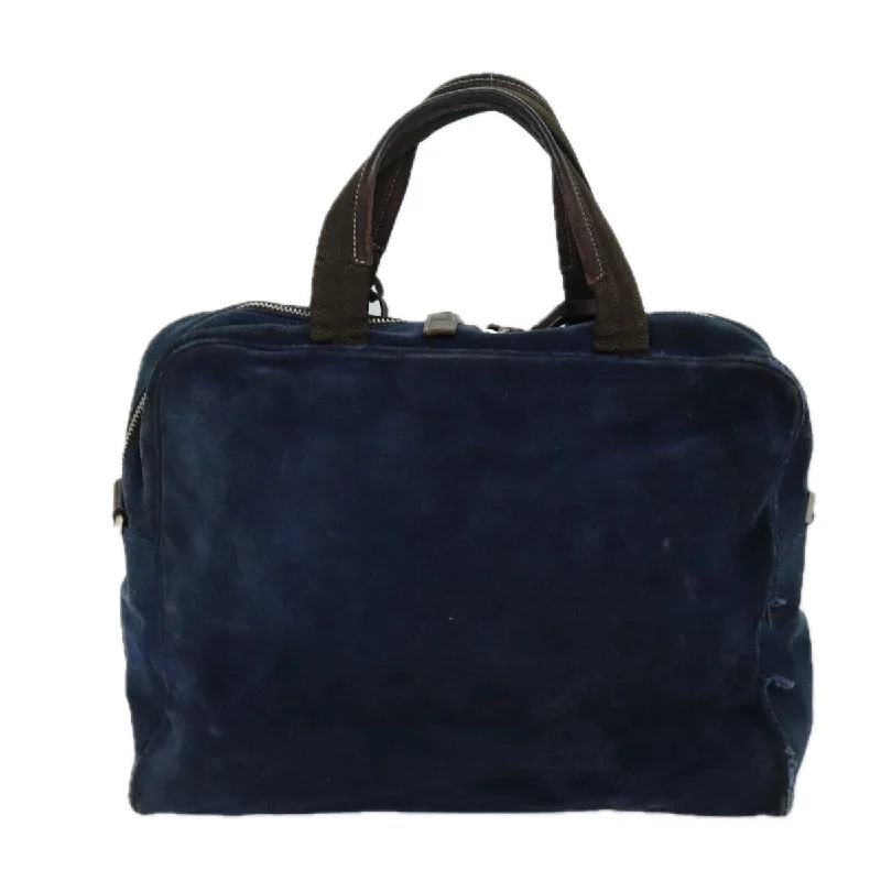 Prada nylon backpacks with a padded laptop compartment for travel and studyPRADA Hand Bag Suede Navy  bs13802