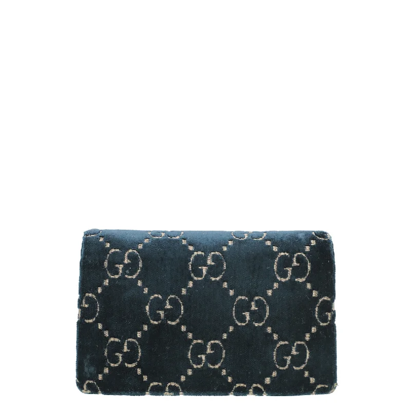 Gucci handbags for women with a beaded trimGucci Navy Blue Velvet Dionysus Super Mini Bag