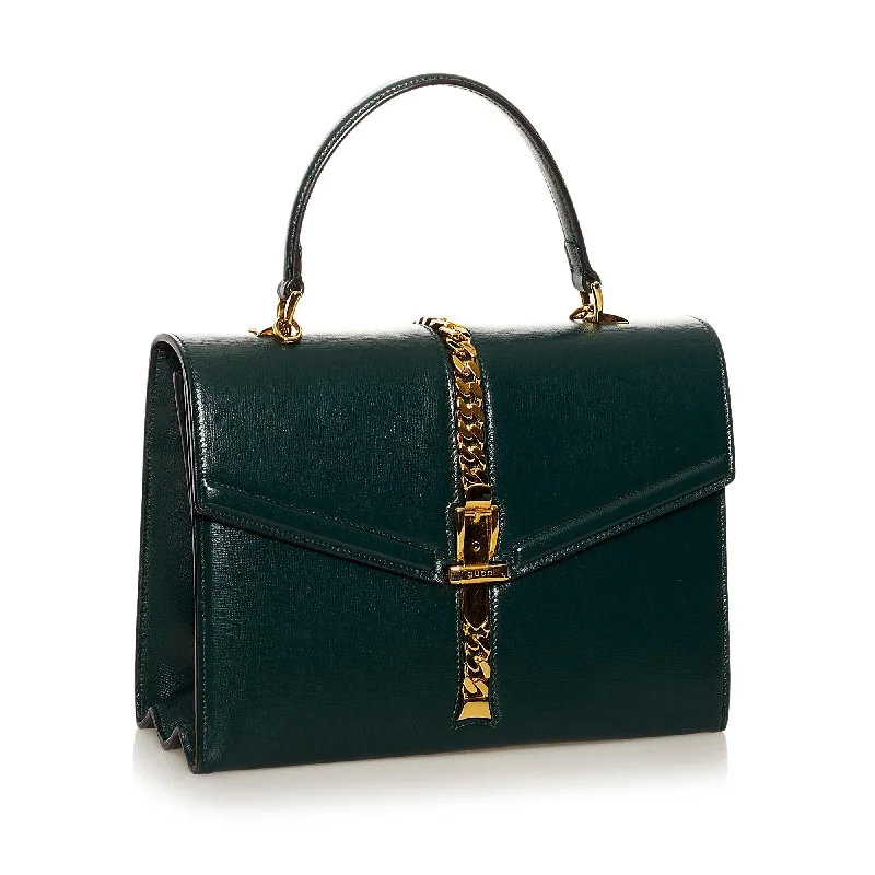 Women Gucci Sylvie bags with a leather - wrapped handleGucci Sylvie 1969 Leather Satchel (SHG-37211)