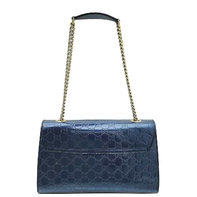 Ladies Gucci shoulder bags with a single - handle designGucci Blue Violet Shine Guccissima Emily Medium Bag