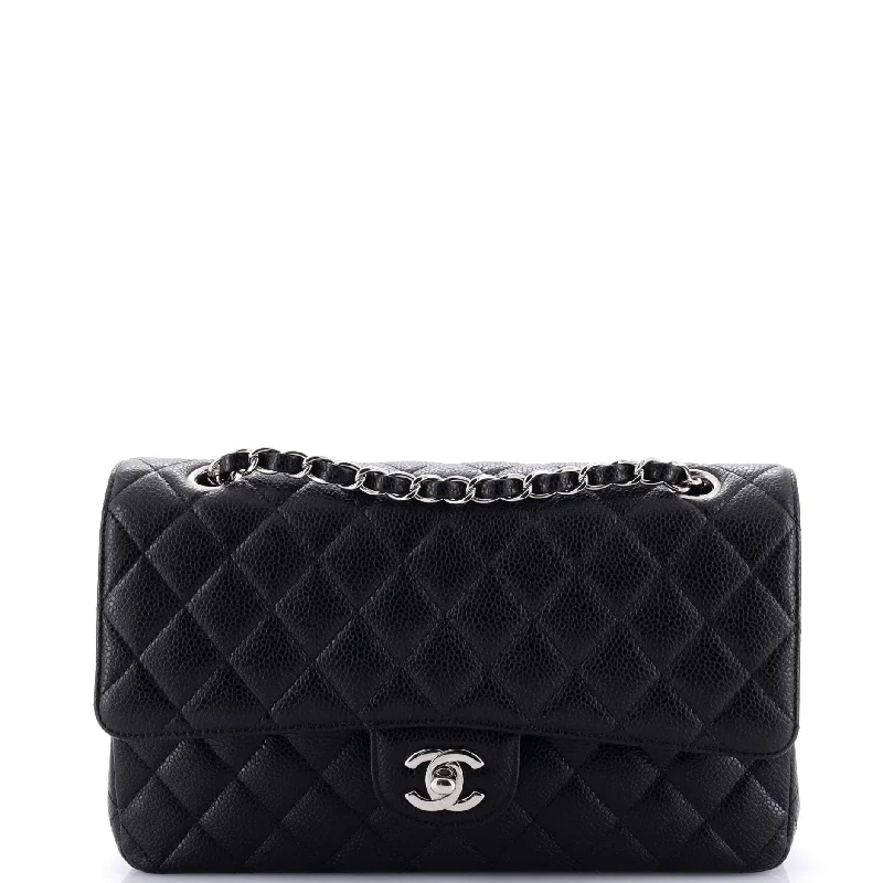 Ladies Prada shoulder bags with a wide - width strap for enhanced comfortClassic Double Flap Bag Quilted Caviar Medium