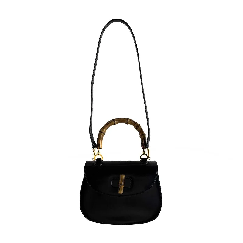 Gucci handbags for women with a beaded trimGUCCI Vintage Bamboo Night Handle Black shoulder crossbody bag