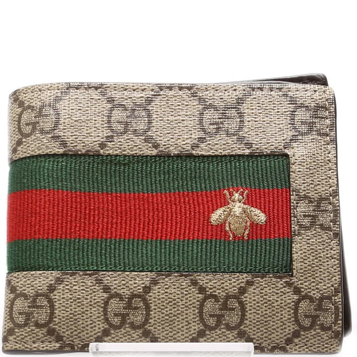 Women Gucci bags with a detachable mobile phone holderGucci Supreme Web Bee Wallet 408827