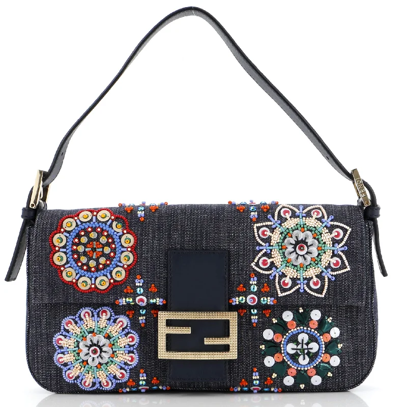 Ladies Prada Galleria bags with a detachable shoulder strapBaguette Bag Embellished Denim