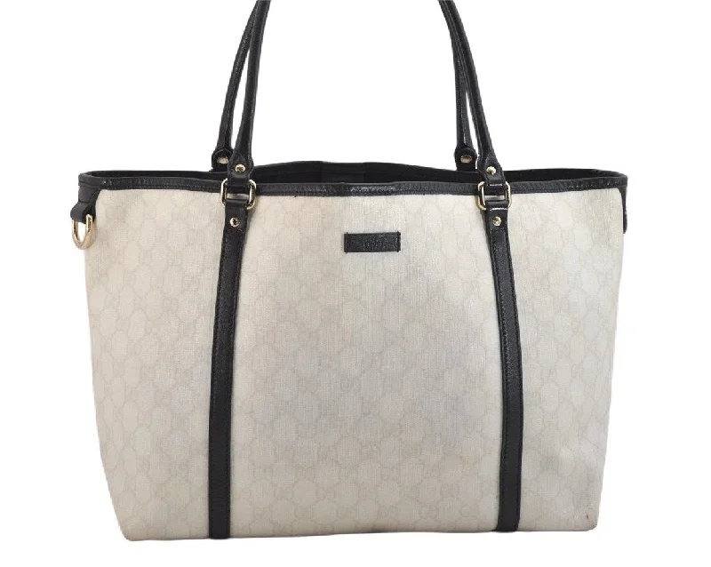 Ladies Gucci Dionysus bags with a chain - link shoulder strapAuthentic GUCCI Vintage Shoulder Tote Bag GG PVC Leather 197953 White 3917K