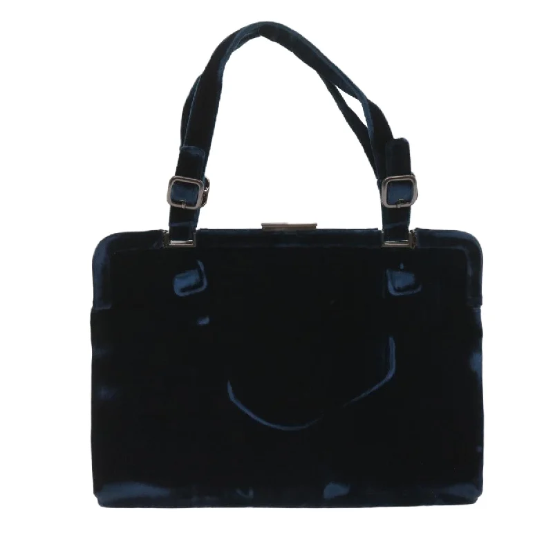 Ladies Prada shoulder bags with a wide - width strap for enhanced comfortPRADA Hand Bag Velor Blue  65905