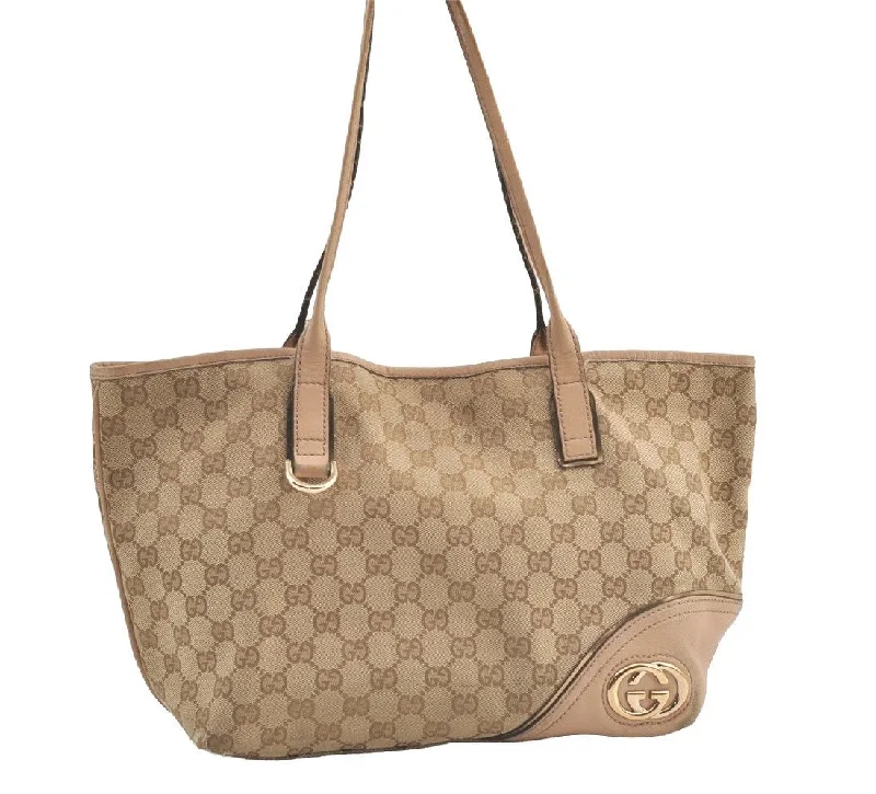 Gucci Dionysus bags for women with tiger - head claspsAuthentic GUCCI New Britt Shoulder Tote Bag GG Canvas Leather 169946 Beige 9116J