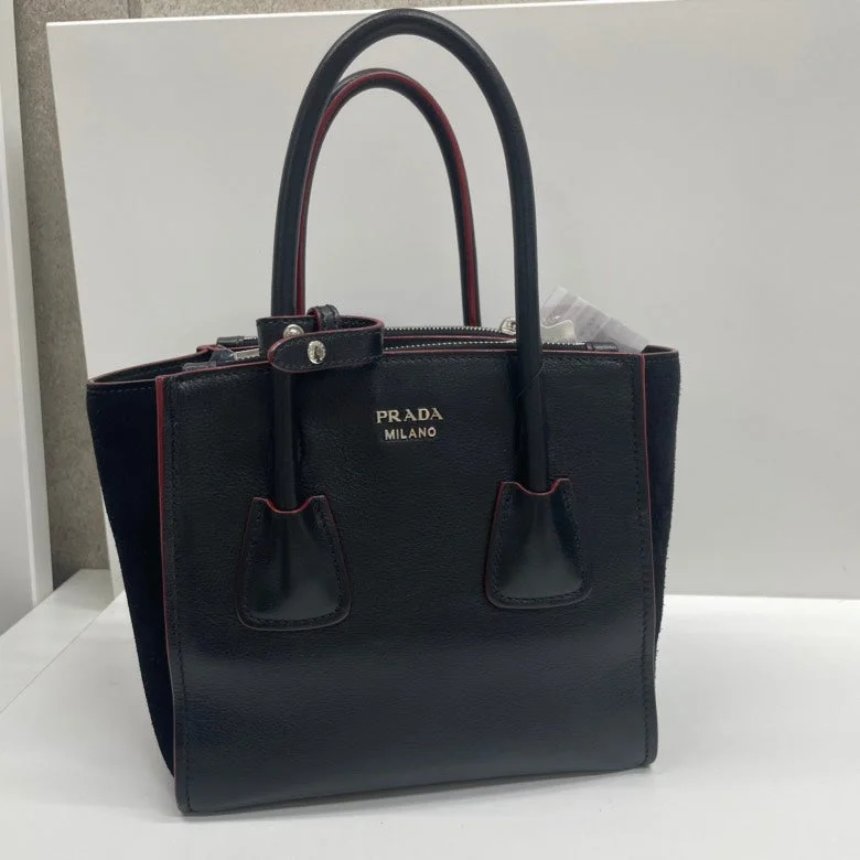 Small - sized Prada Saffiano leather bags for a compact and stylish carryPrada Twin Pocket Tote Bag, Black, Leather