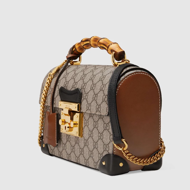 Gucci backpacks for women with a hidden back pocketGucci Padlock Small Bamboo Shoulder Bag GG Supreme