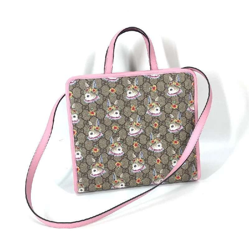 Women Gucci bags with a zip - around closure for securityGUCCI Tote Bag 630542 GG canvas Beige x pink Children's Rabbit Yuko Higuchi Kids Used