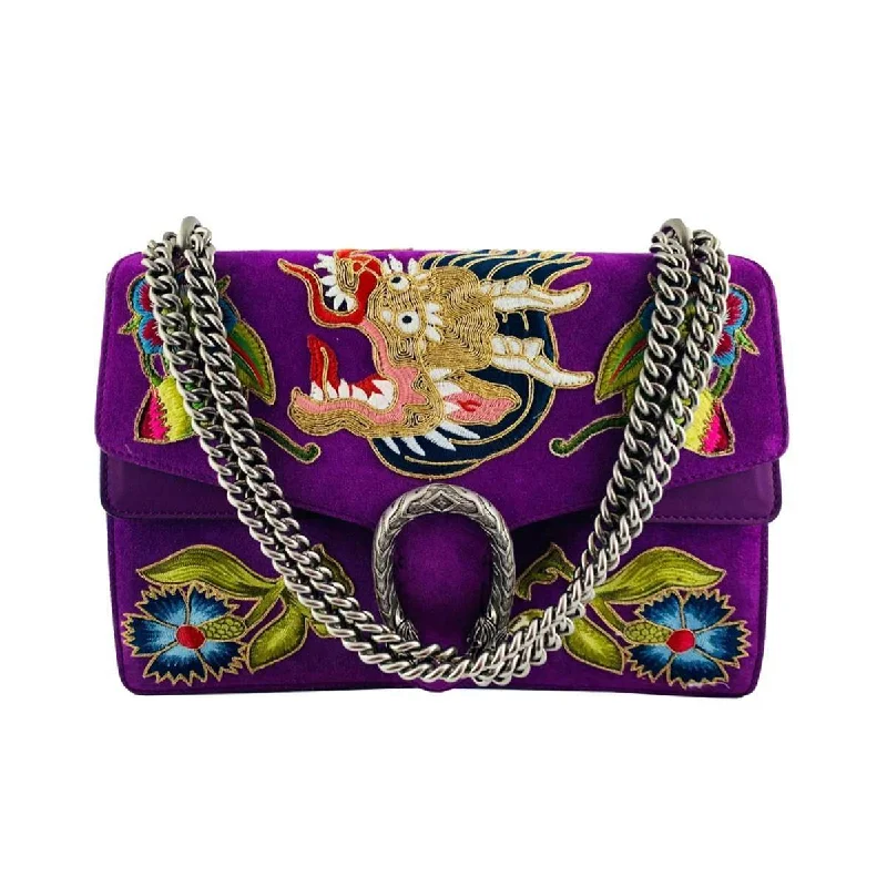 Ladies Gucci handbags with a detachable coin purse insideGucci Handbag Dionysus Dragon Purple Suede Shoulder Bag 403348