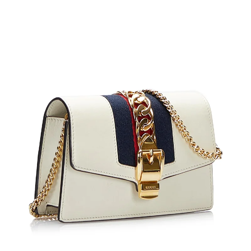 Gucci handbags for women with a back - zip pocketGucci Super Mini Sylvie Crossbody Bag (SHG-ifuEsg)