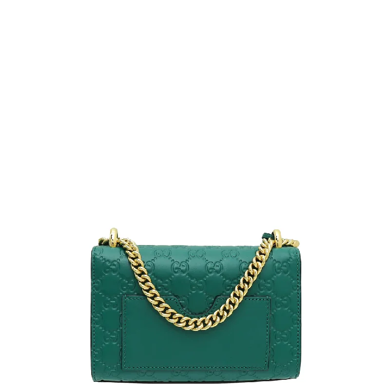 Small - sized Women Gucci shoulder bags for evening outingsGucci Green Guccissima Padlock Small Chain Bag