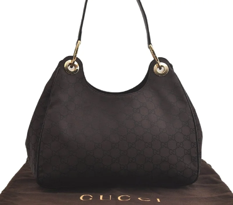 Gucci crossbody bags for women with adjustable leather strapsAuthentic GUCCI Shoulder Hand Bag Purse GG Nylon Leather 257265 Brown  3852K