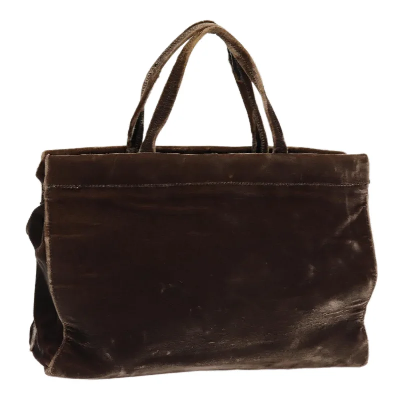 Prada tote bags with a water - resistant coating for outdoor activitiesPRADA Hand Bag Velor Brown Auth bs16438