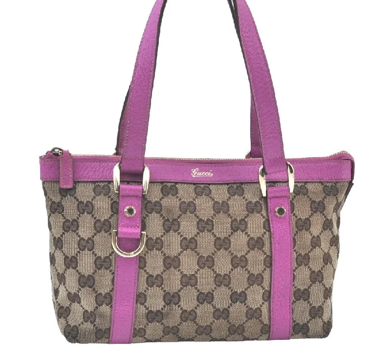 Women Gucci Sylvie bags with a monogram - embossed leatherAuthentic GUCCI Abbey Hand Tote Bag Purse GG Canvas Leather 141471 Brown K9695