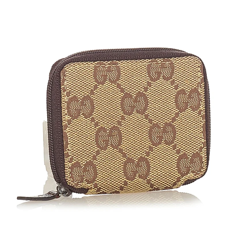 Women Gucci bags with a front - flap pocket for quick - access itemsGucci GG Canvas Coin Pouch (24138)