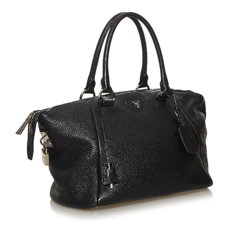 Prada bags with a back - zip pocket for storing valuables securelyPrada Vitello Daino Handbag 29099