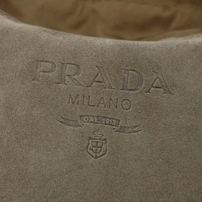 Prada handbags with a perforated leather detail for a unique and breathable designPRADA Hand Bag Suede Beige  bs12252