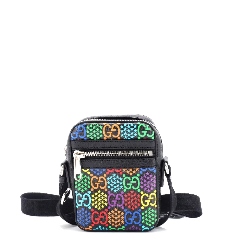 Prada nylon backpacks with a sleek, minimalist appearanceFront Zip Messenger Bag Psychedelic Print GG Coated Canvas Mini