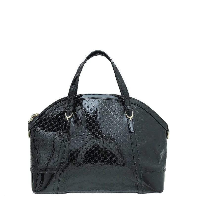 Women Gucci backpacks with a luxurious leather finishGucci Black Shine Microguccissima Nice Top Handle Dome Medium Bag