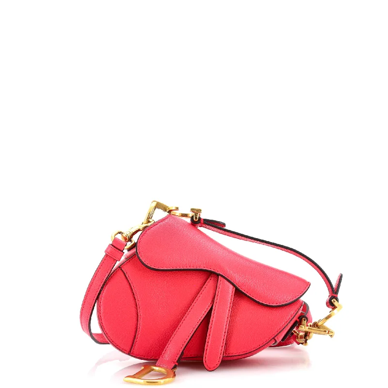 Prada crossbody bags in a vibrant red for a bold fashion statementSaddle Handbag with Strap Leather Micro