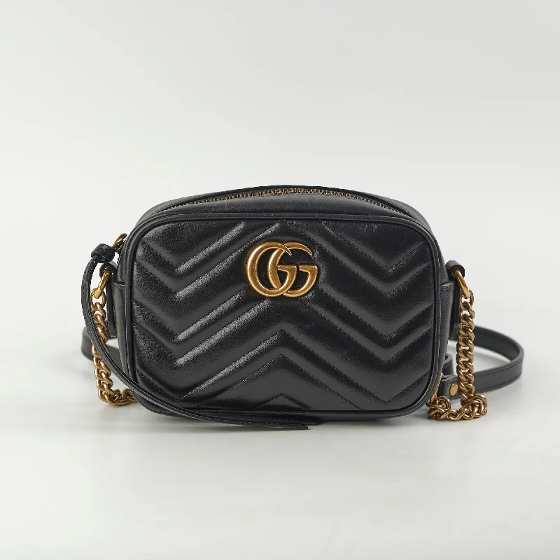 Gucci backpacks for women with a multi - pocket designGucci Mini Marmont Camera Bag Black