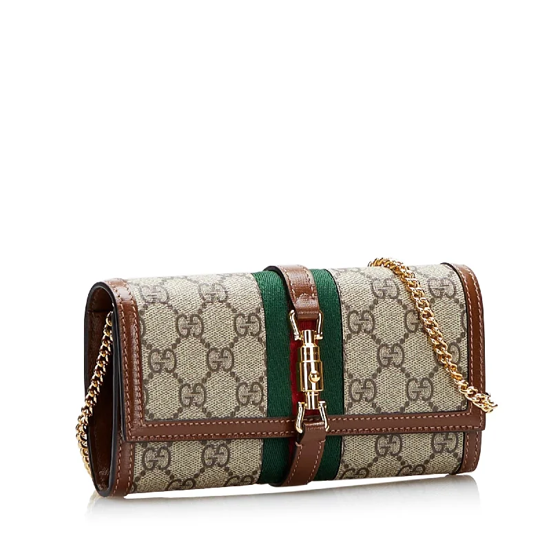 Ladies Gucci Dionysus bags with a star - shaped charmGucci GG Supreme Web Jackie 1961 Wallet On Chain (SHG-8j7oXh)