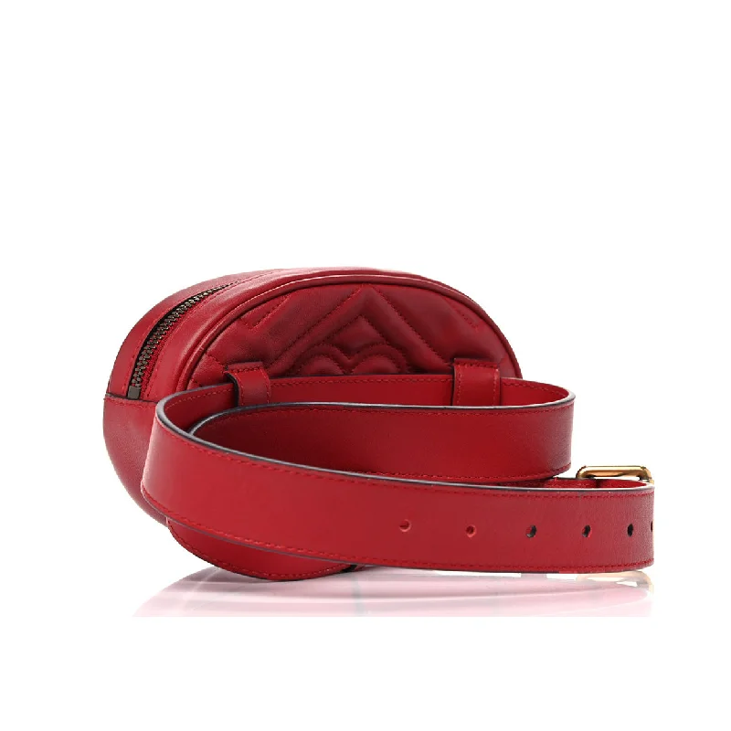 Gucci handbags for women with a beaded trimGucci 476434 DSVRT 6433 Marmont 2.0 Women's Red Matelasse Leather Belt Bag (GG2072)