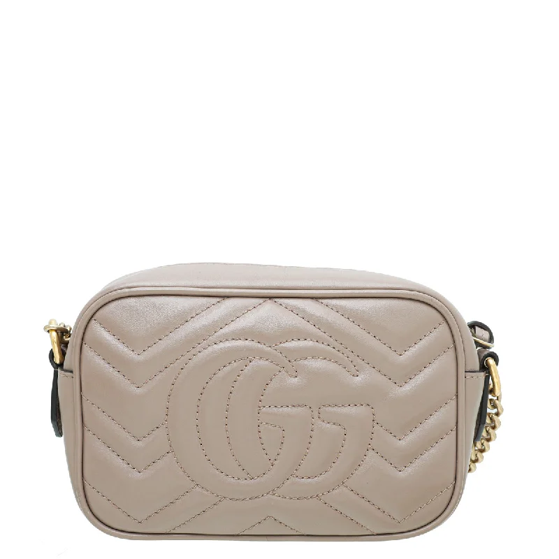 Women Gucci bags with a zippered interior pocketGucci Dusty Pink GG Marmont Camera Mini Bag