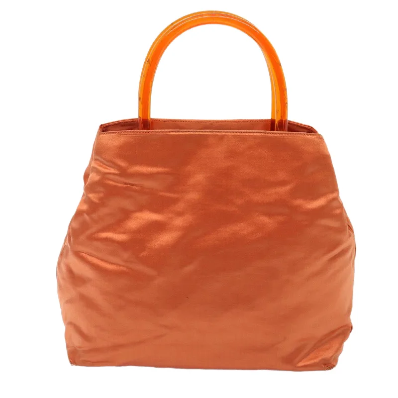 Prada Cleo bags with a crystal - embellished logo for added luxuryPRADA Hand Bag Satin Orange  bs16432