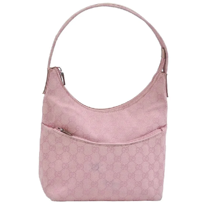 Women Gucci backpacks with a luxurious leather finishAuthentic GUCCI Shoulder Bag GG Canvas Leather Pink K9660