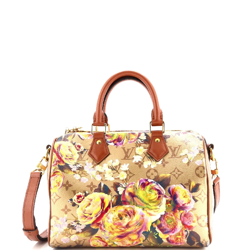 Ladies Prada shoulder bags with a single - handle design for simplicitySpeedy Bandouliere Bag Limited Edition Flowers Monogram Canvas 25