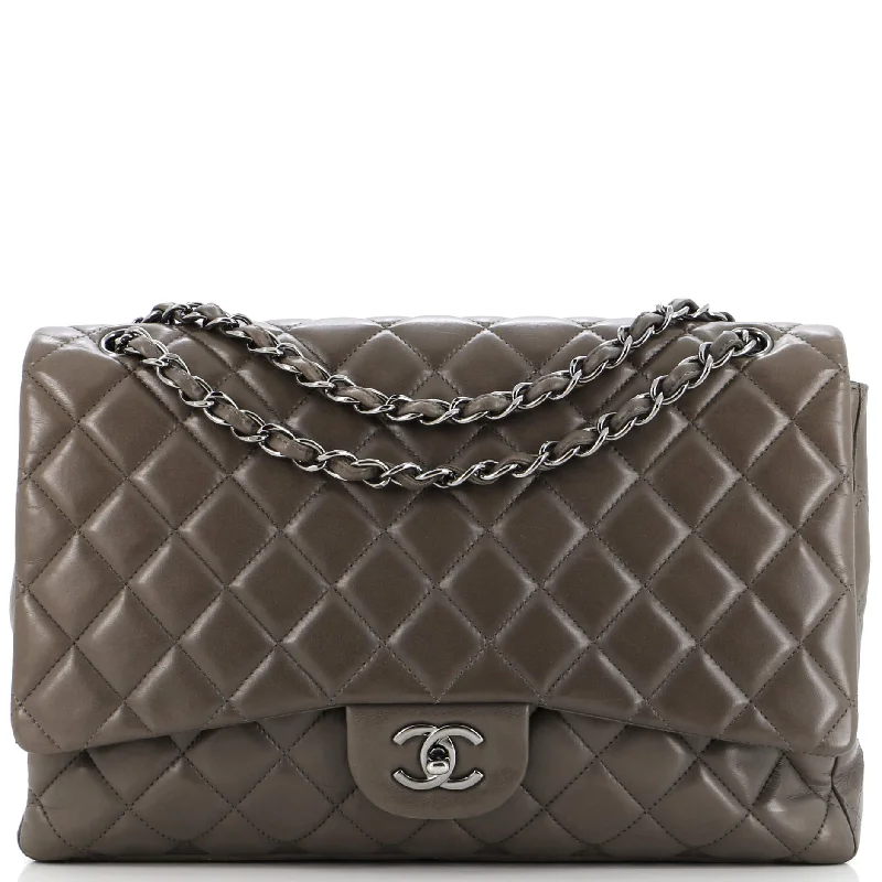 Prada handbags with a metal - framed clasp for durability and styleClassic Single Flap Bag Quilted Lambskin Maxi