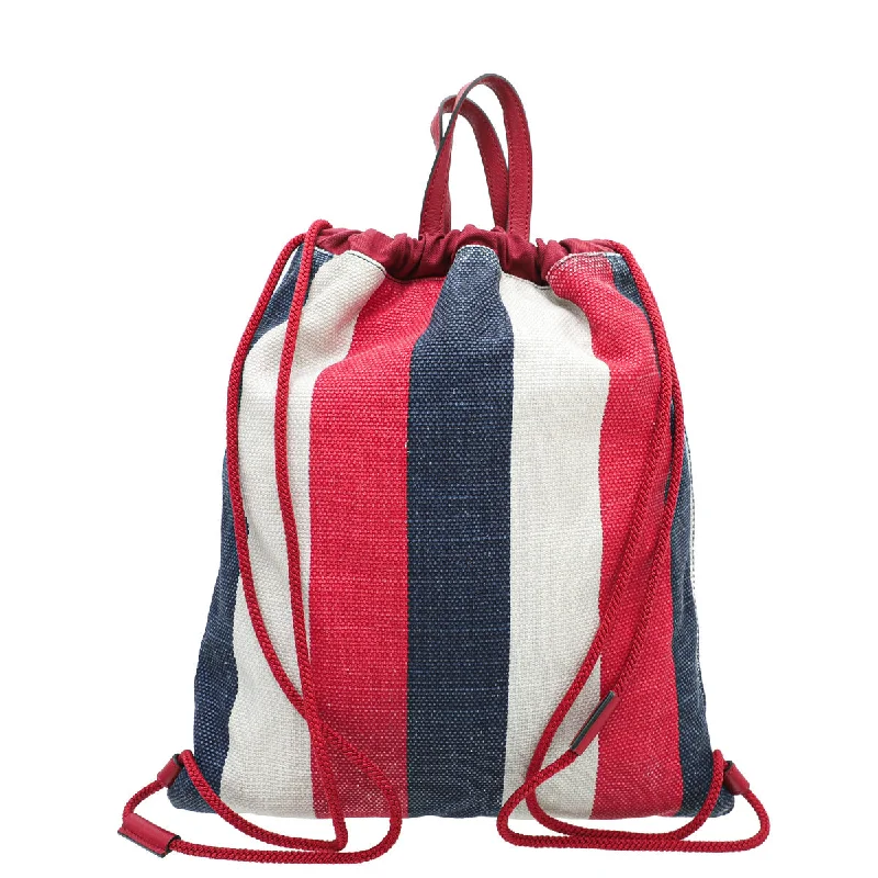 Women Gucci crossbody bags with a keychain holderGucci Tricolor Logo Sylvie Stripe Drawstring Backpack Bag