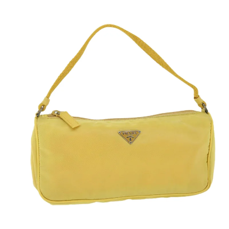 Prada crossbody bags with a keychain holder for practicalityPRADA Accessory Pouch Nylon Yellow Auth bs8118