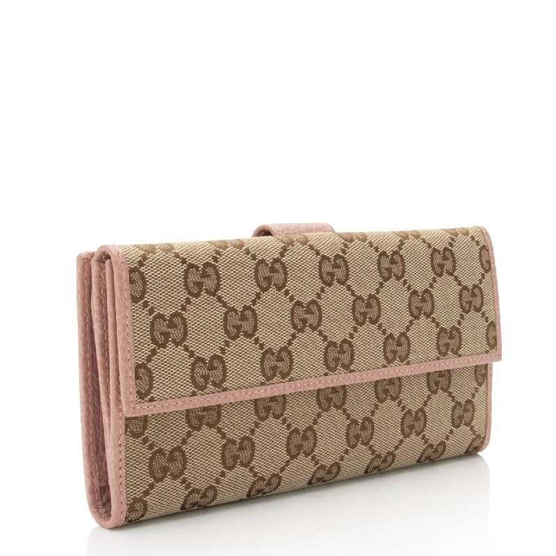 Gucci tote bags for women with a printed Gucci logoGucci GG Canvas Continental Wallet (5Ibp1Y)