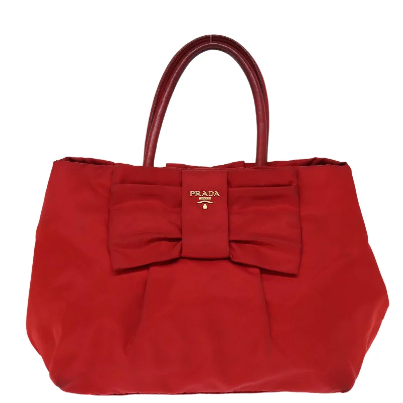 Prada tote bags with a water - resistant coating for outdoor activitiesPRADA Ribbon Tote