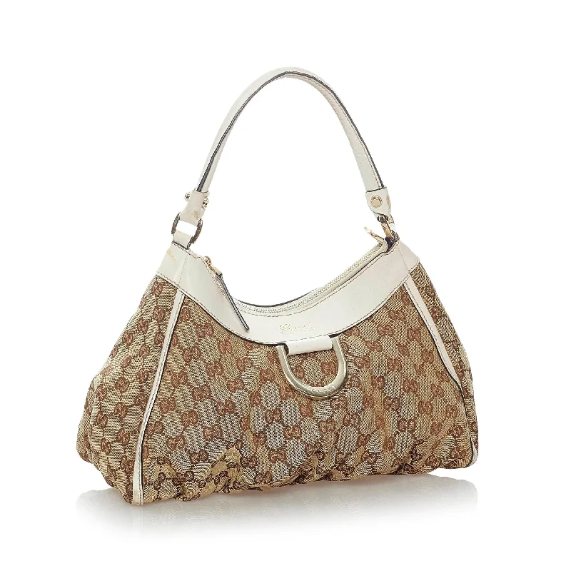 Women Gucci bags with a zippered interior pocketGucci GG Canvas Abbey D-Ring Shoulder Bag (33911)