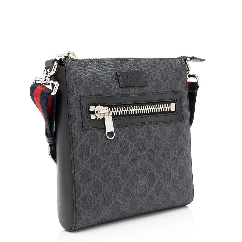 Women Gucci Sylvie bags with a monogram - embossed leatherGucci GG Supreme Small Messenger Bag (SHF-23641)