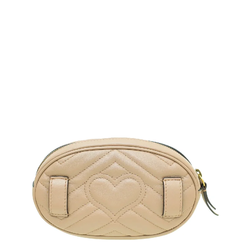 Women Gucci Sylvie bags featuring the signature web stripeGucci Dust Pink GG Marmont Mini Belt Bag