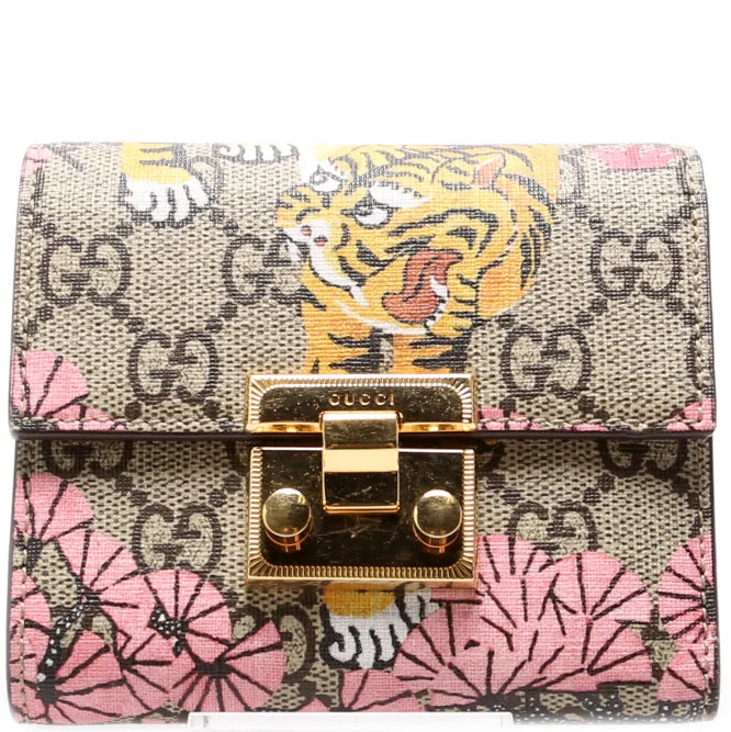 Ladies Gucci shoulder bags with a wide - width strapPadlock Wallet Gucci Supreme Bengal 453115