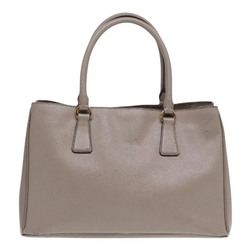 Prada tote bags with a double - handle and shoulder - strap option for easy usePRADA Hand Bag Safiano leather Gray Gold  ep5342