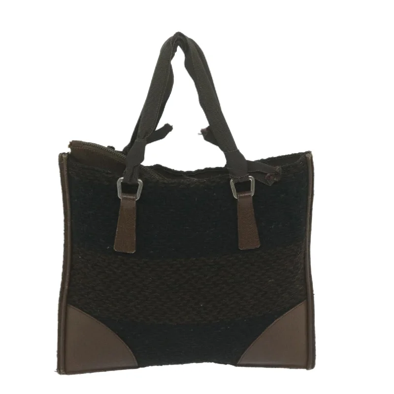 Prada Cleo bags with a curved shape and a chain - link shoulder strapPRADA Hand Bag Wool Brown  65824