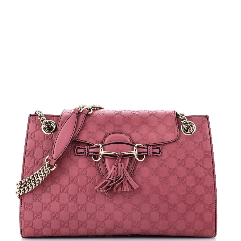 Prada Cleo bags with a crystal - embellished logo for added luxuryEmily Chain Flap Shoulder Bag Guccissima Leather Large