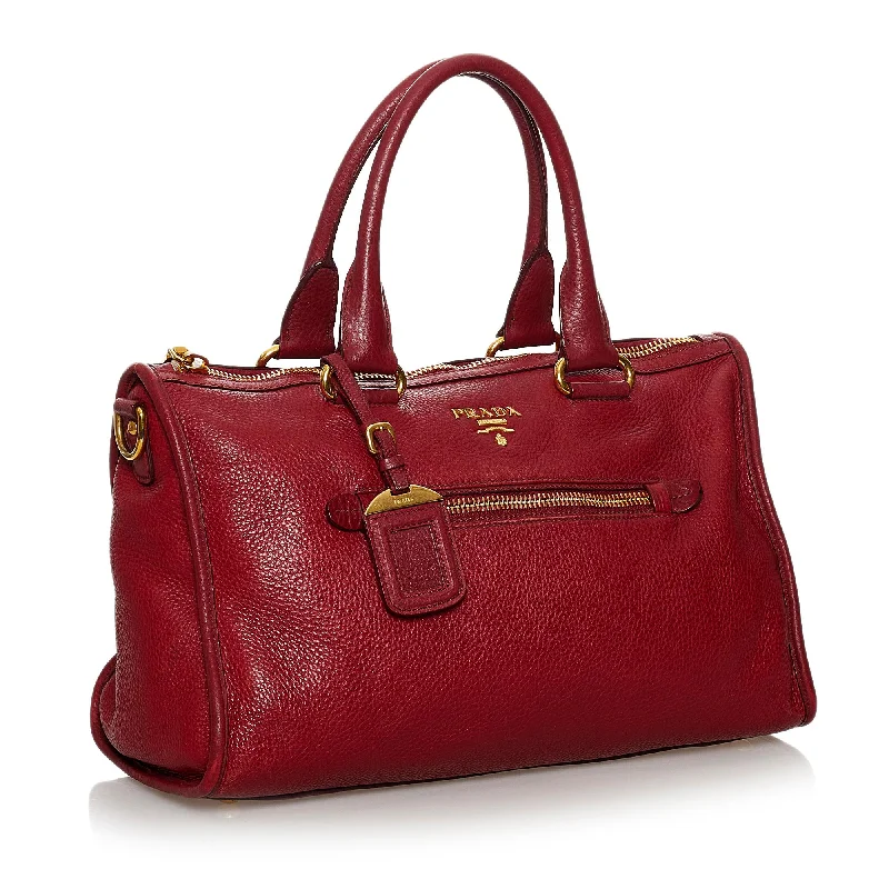 Prada bags with a detachable mirror inside for quick touch - upsPrada Vitello Daino Handbag 30254