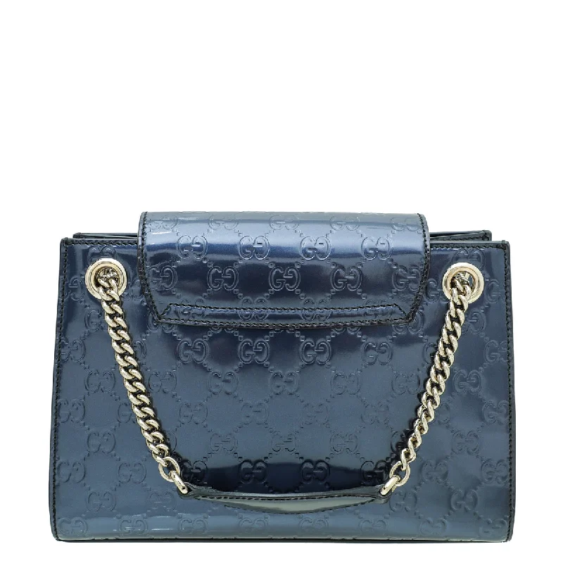 Ladies Gucci shoulder bags with a single - handle designGucci Navy Blue Emily Small Bag