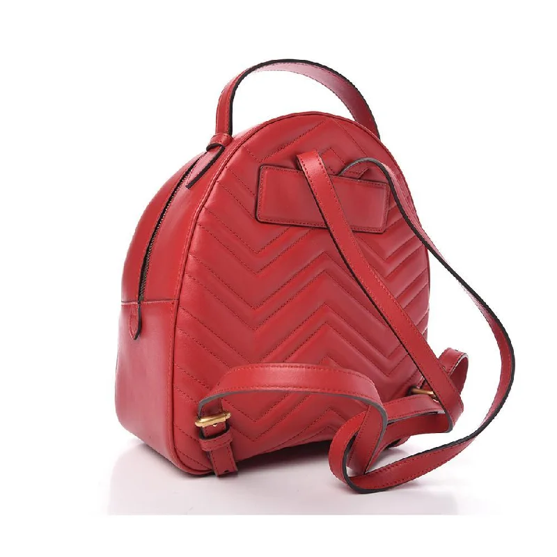 Gucci backpacks for women with a padded laptop compartmentGucci 476671 001998 GG Marmont Women's Hibiscus Red Matelasse Leather Backpack (GG2062)