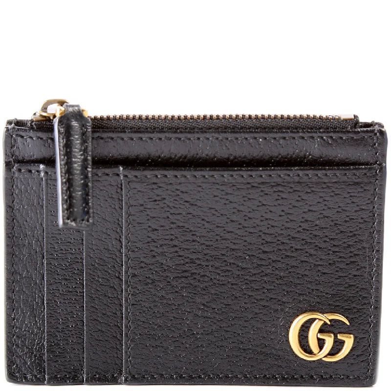 Women Gucci bags with a chain - link trim and a leather bodyGucci Marmont Leather Coin Card Case 357589